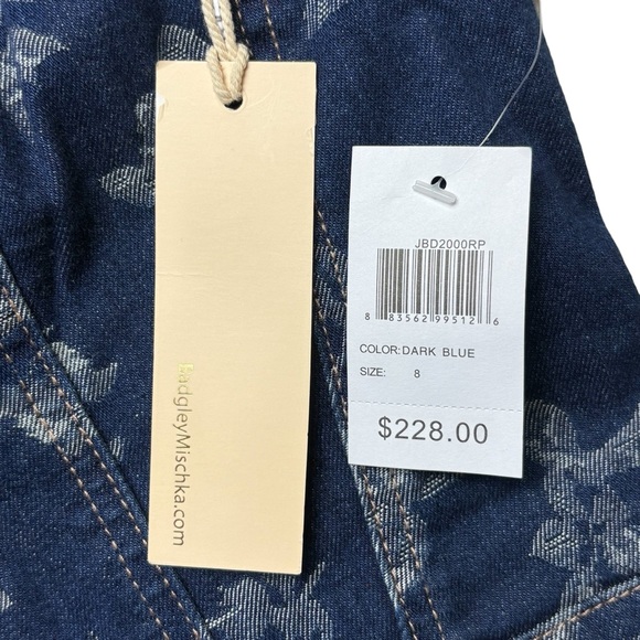 NWT Jewel Badgley Mischka Rose Print High Low Denim Dress Size 8 Dark Blue - Picture 15 of 15